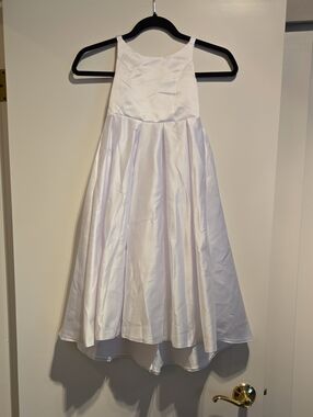 Girls' White Satin Flower Girl/Communion Dress